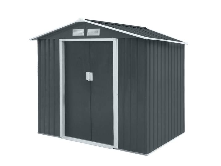 HATTORO S100 Metall Gerätehaus XL Geräteschuppen Garten Schuppen Gartenhaus Grau