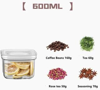 Inspire Select Rotating Lid Airtight Food Storage Container Stackable Transparent PET Kitchen Storage Jar For Grains, Cereal & Dry Fo white 20.3 Fl Oz