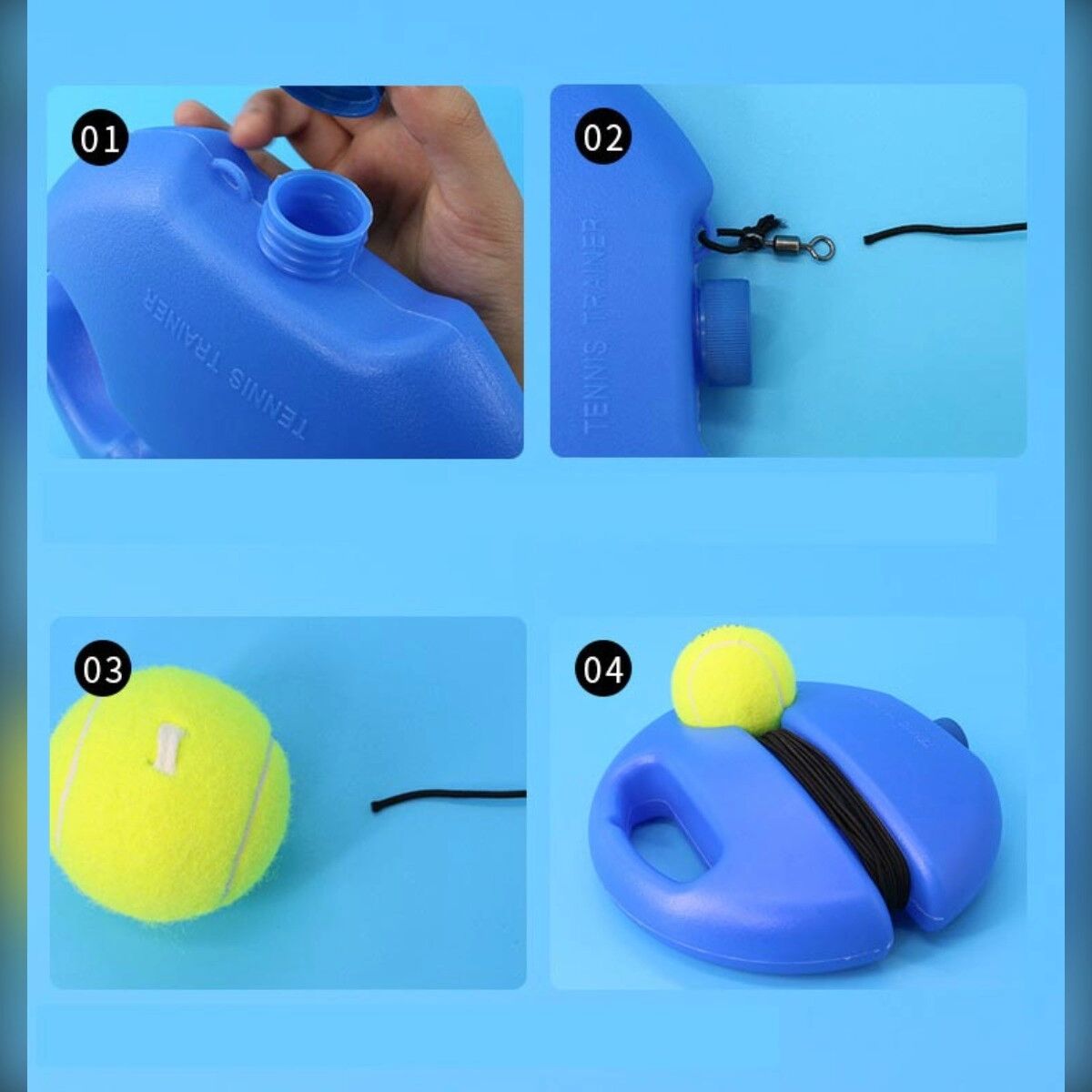 INF Tragbare Tennis Trainer Basis für Solotraining - Rebound Tennis Trainingshilfe