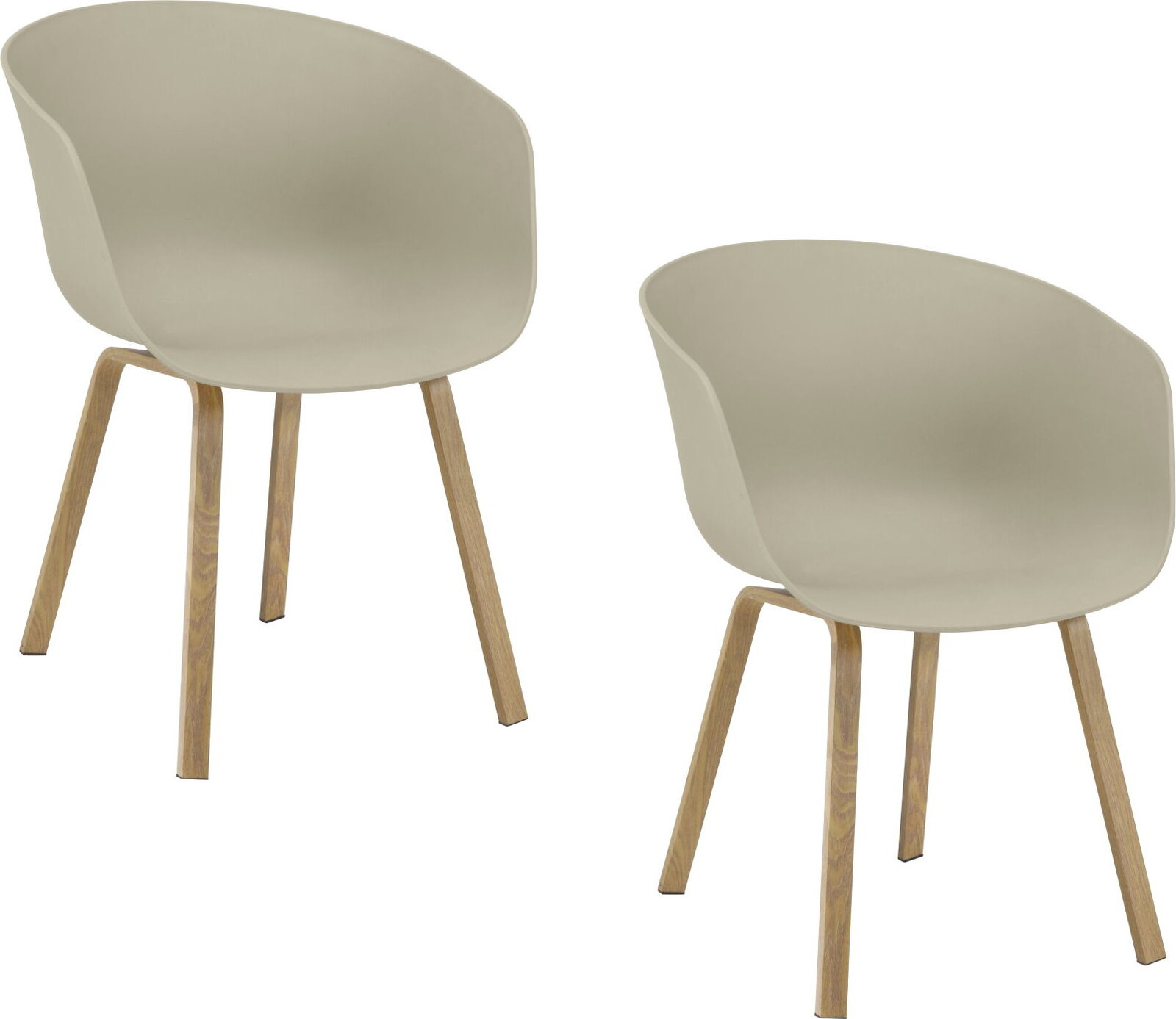 Set van 2 grijze gestoffeerde eetkamerstoelen voor de eetkamer of keuken
