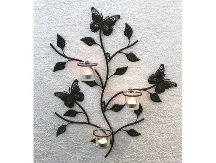 DanDiBo Wandteelichthalter Metall Kerzenständer Wandkerzenhalter für Teellichter 12120 Teelichthalter 62 cm Wandleuchter Kerzenhalter Wand Teelichtglas