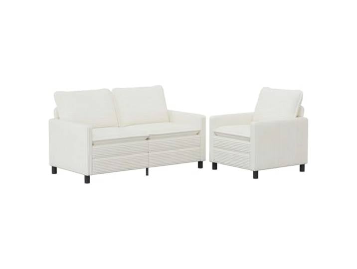 RJPLMFV 2-teiliges Sofa-Set, cremefarben, Polyester Metallrahmen, abnehmbare Bezüge, abnehmbare Rückenkissen, maschinenwaschbar