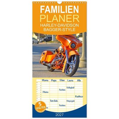 Familienplaner 2027 - BEST OF HARLEY-DAVIDSON BAGGER-STYLE mit 5 Spalten (Wandkalender, 21 x 45 cm) CALVENDO