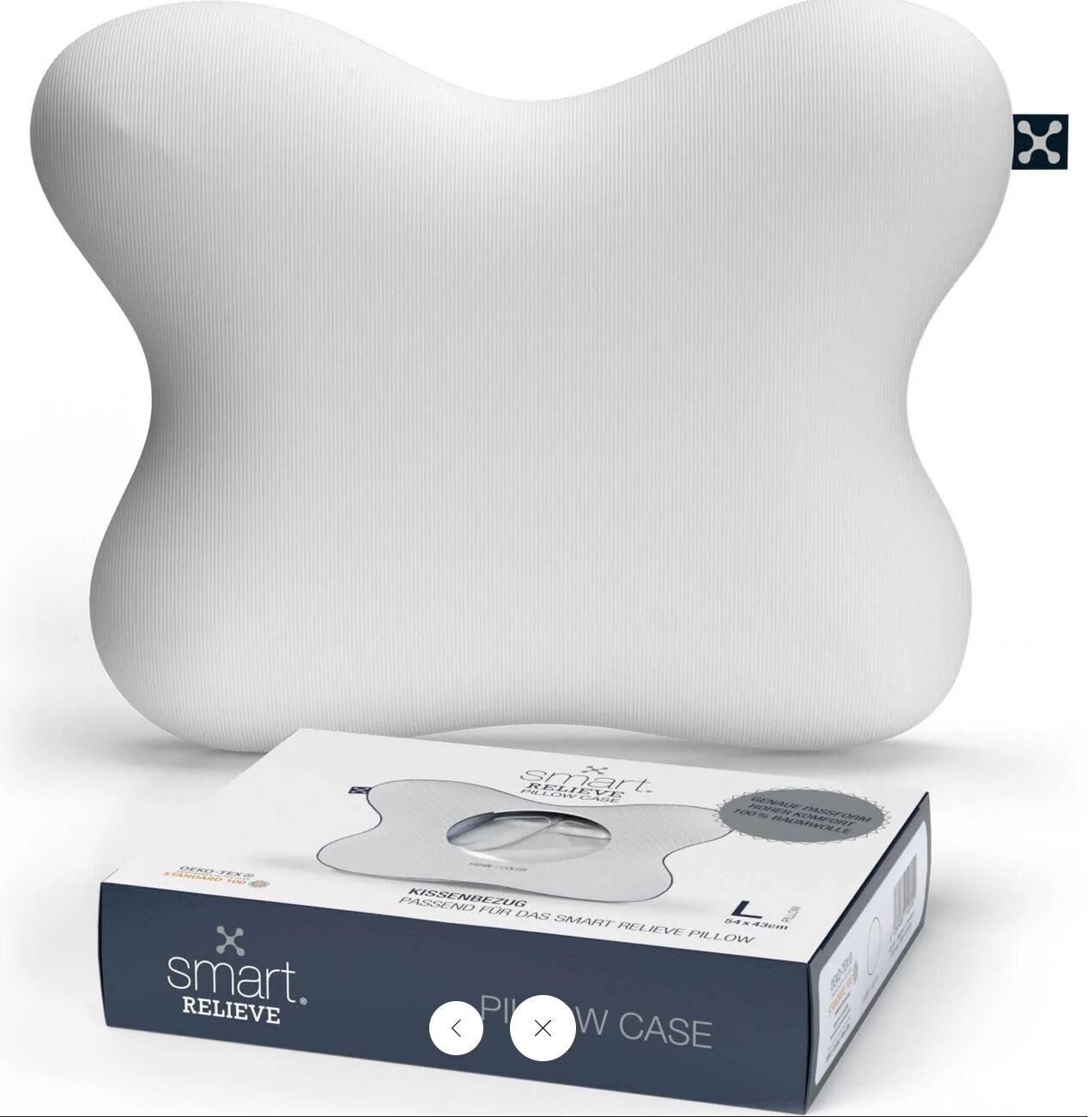 Kissenbezug SMARTSLEEP "Relieve", weiss (weiß), B:54cm L:43cm, Baumwolle, Obermaterial: 100% Baumwolle, Kissenbezüge, Kissenbezug weiß B/L: 54cm x 43cm, 1 Stk., Baumwolle