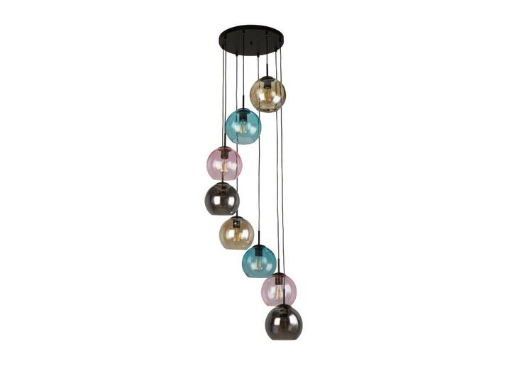 Hängeleuchte Mardi Gras, Blau, Pink, Champagner, Metall, Glas, Kugel, 200 cm, Lampen & Leuchten, Innenbeleuchtung, Hängeleuchten, Pendelleuchten
