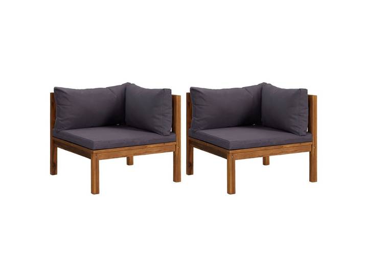 vidaXL Sofaelement Ecksofas 2 Stk. mit Dunkelgrauen Kissen Massivholz (1 St)