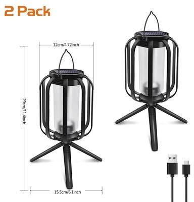 Uplifted Finds Dual Charging Solar Flame Lantern   Waterproof Outdoor Hanging Decorative Light For Gardens & Patios 2 Pcs