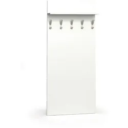 Garderobenwand HORIZONT, 5 Kleiderhaken, Ablage, weiß