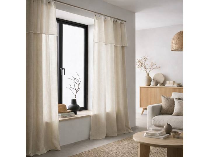 Voilage panneau (x2) voile de coton bio 140x290 grège