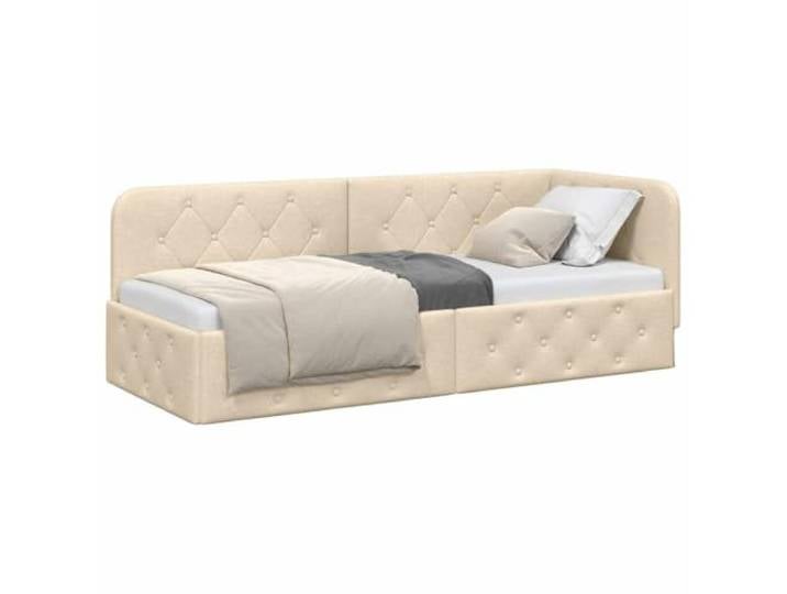 KTHLBRH Eckbett Struktur Creme 80 x 200 cm Polyesterbezug, wendbare Armlehnen, Schlafsofa, Rahmen aus Sperrholz