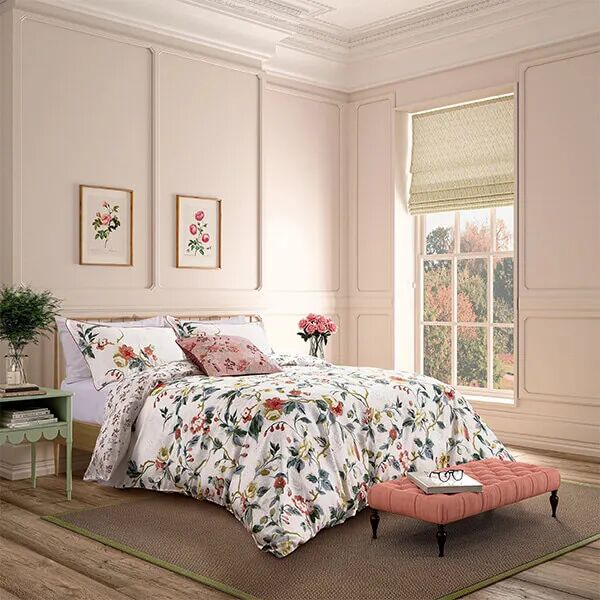 English Heritage Craven Street Floral Trail Duvet Cover Set Single Vintage Peony
