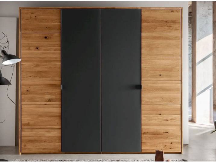 Kleiderschrank 4-trg. 245cm 'Salzburg' Wildeiche & Glas anthrazit