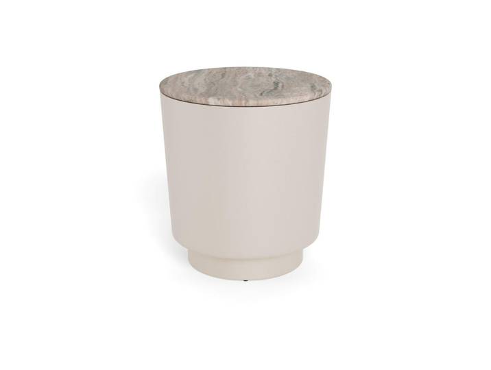 Couchtisch, Grau, Metall, Stein, Marmoroptik, rund, Rundrohr, 45x51.5x45 cm, Wohnzimmer, Wohnzimmertische, Couchtische, Couchtische Marmoroptik