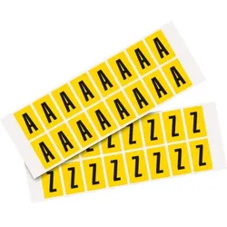 Aufkleber I Kombipackung Buchstabe A-Z, gelb/schwarz, Folie, SH 25mm, 22x36mm, 16 je Buchst./PAK