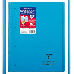Clairefontaine 5x Koverbook Collegeblock A4+ 80 Blatt kariert, Einband aus transparentem PP, Farben sortiert - 396601C