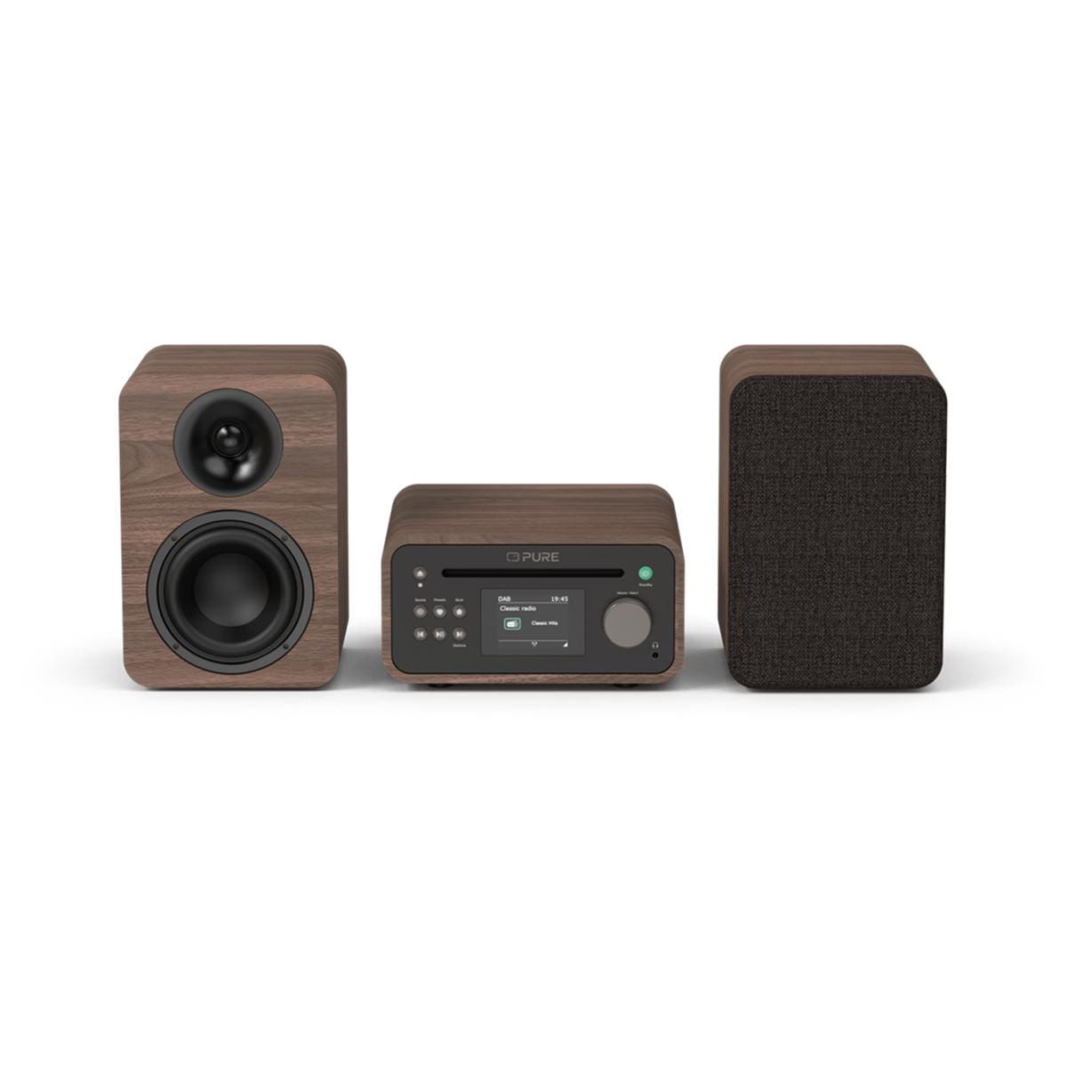 Pure Classic Stereo Mini Stereoanlage DAB+/FM, Bluetooth, CD, USB braun/Walnuss