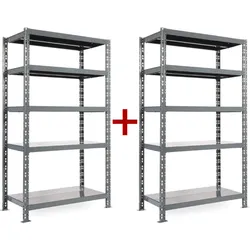 Fachbodenregal 1+1 GRATIS, 1800x1600x600 mm, 5 Fachböden, Tragkraft 200 kg, basic