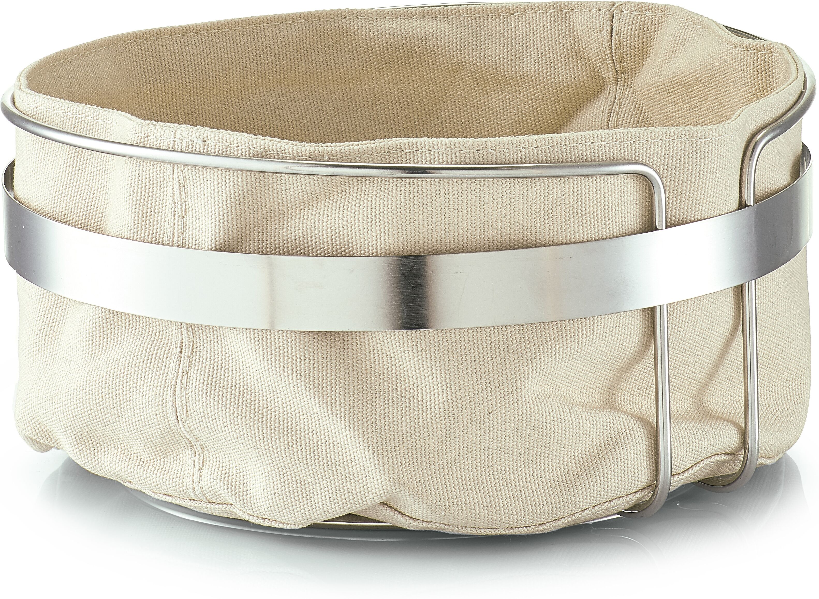 Brotkorb ZELLER PRESENT, beige, H:10,8cm Ø:22cm, Baumwolle, Metall, Lebensmittelaufbewahrungsbehälter, Brotkorb, mit Stofftasche beige B/H/L: 10,8cm