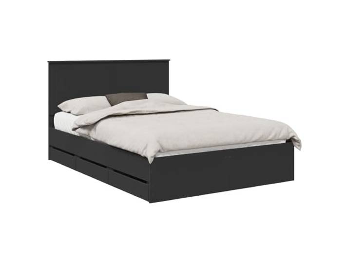 ZQQLVOO Bettrahmen mit Schubladen Schwarz 140 x 200 cm Ingenieurs Holz Freistehend,Lattenrost,versteckte Schubladen,schlichtes Design,feuchtes Tuch,Schlafzimmer