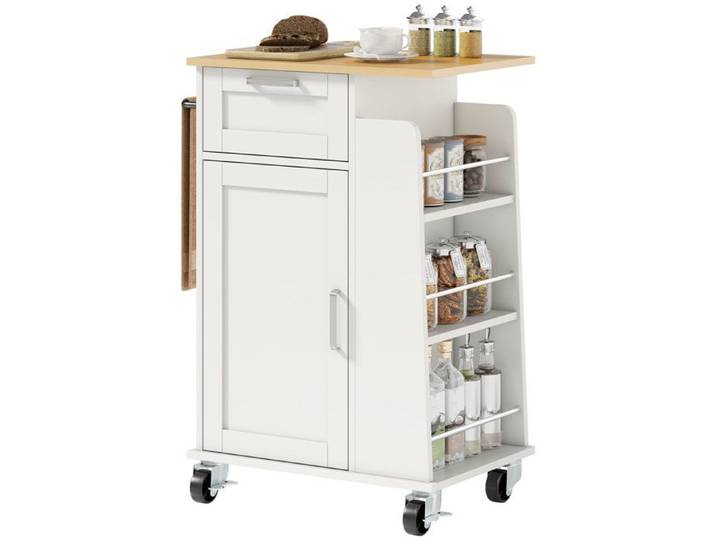 Desserte de cuisine - Chariot de cuisine - Chariot de rangement - Avec tiroir - 62 x 40 x 87 cm - Poids 19 5 kg - Bois - EUJIGSHOP