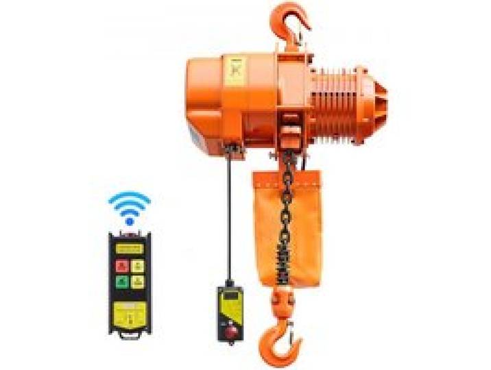 VEVOR Elektrischer Kettenzug 2000 kg, 6 m Hubhöhe, Dreiphasig-Brückenkran mit 100 m Funkfernbedienung, G100-Kette & Notstopp, Elektrokettenzug für Fabriken, Lagerhallen, Garagen
