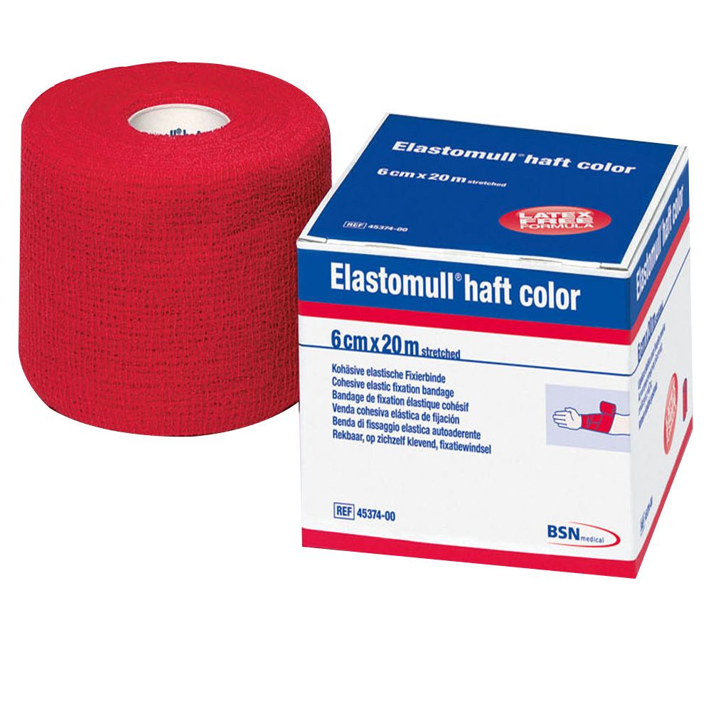 Elastomull haft color 8 cmx20 m Fixierb.rot 1 St Binden
