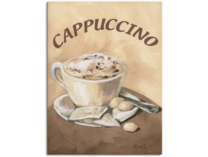 Leinwandbild ARTLAND Tasse Cappuccino , beige (farbe bild(er): naturfarben), B:45cm H:60cm, Bilder, Leinwandbild, auf Holzrahmen gespannt