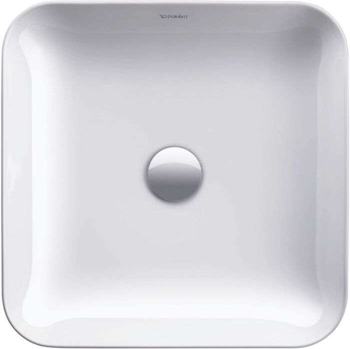 Duravit Cape Cod Aufsatz-Waschtisch 23404300001 43x43cm, ohne Hahnloch, Überlauf, Hahnlochbank, Weiß WonderGliss