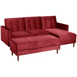 FUNKTIONSSOFA mit Hocker Katunia Samtvelours rot