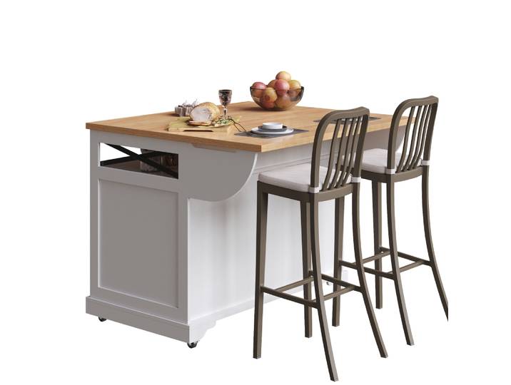 PINGGO Îlot de cuisine multifonctionnel, bar mobile, table d'appoint, îlot de cuisine moderne, armoires de cuisine, table à manger avec rangement
