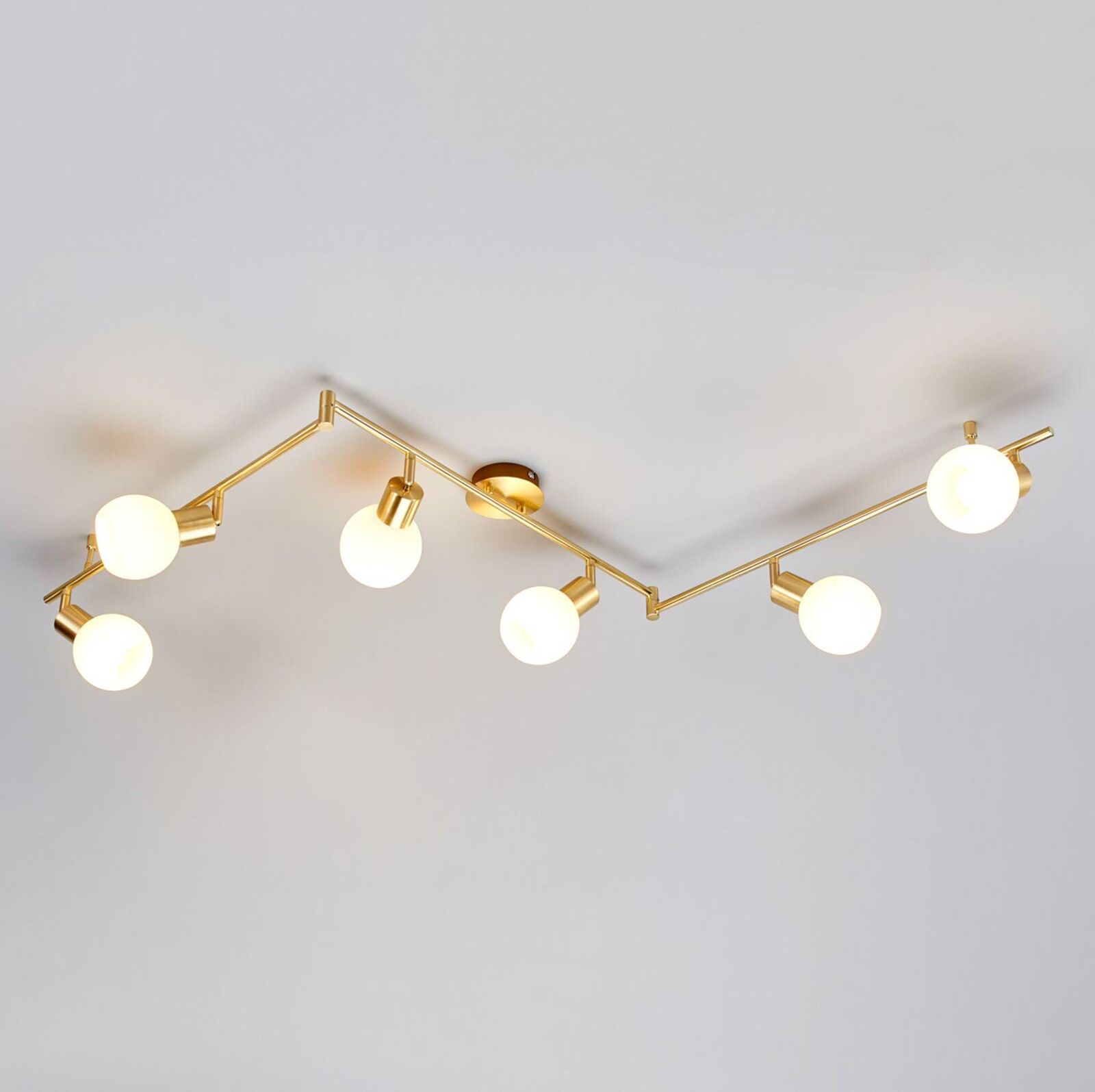 Ceiling Spotlight ELAINA Lindby, dimmable, Brass / gold, Living / Dining Room, metal, Modern, Ceiling Light