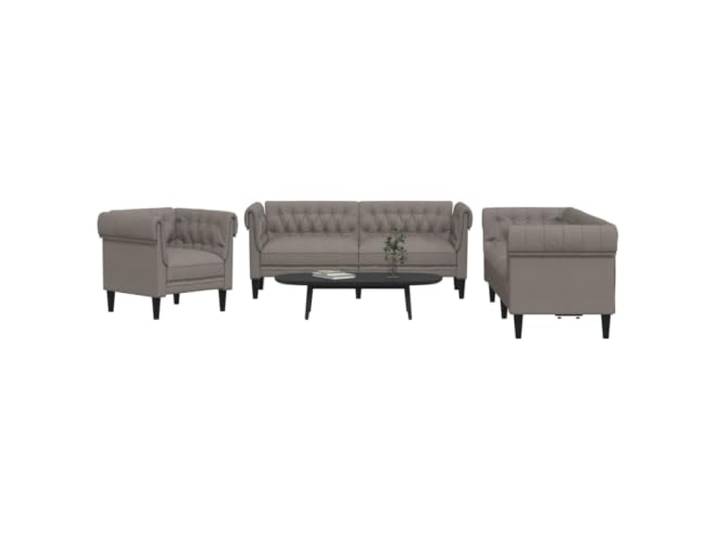 HEFZGDB 3-TLG. Sofagarnitur Taupe Stoff Wohnzimmer Set Polstermöbel, Atmungsaktiver Bezug mit Dicker Polsterung, Stabile Stützbeine für Langlebige Stabilität, Modernes Design
