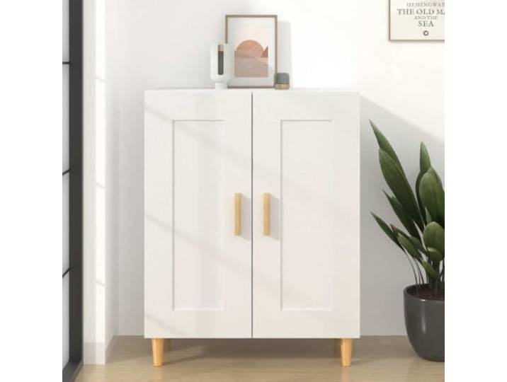 RJPLMFV Anrichte, weiß, 69,5 x 34 x 90 cm, Holz, Technik Aufbewahrungsfächer, Oberseite für Dekor, Wandbefestigung inklusive, Montageanleitung (evtl. nicht in deutscher Sprache)