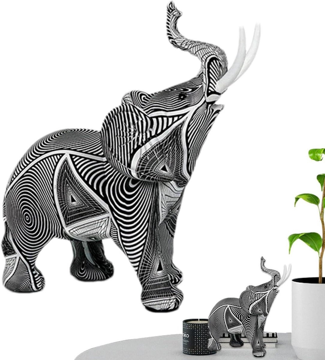Abstract Beeld Olifant Sculptuur Multicolor - 20 cm