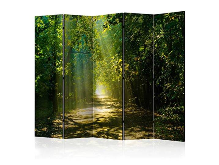 decomonkey Paravent Raumteiler Innen Wald, 225x172 cm, 5-teilig, Beidseitig Wohnzimmer, Room Divider, Wall, Raumteiler Stehend, Trennwand, Sichtschutz, Spanische Wand, Sichtschutzwand, Holz