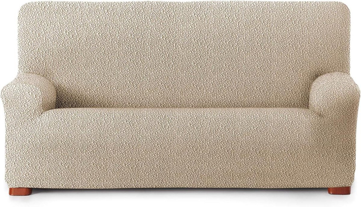 Beige Lycra Bankovertrek voor 4-zits banken - Bi-elastische meubelbeschermer