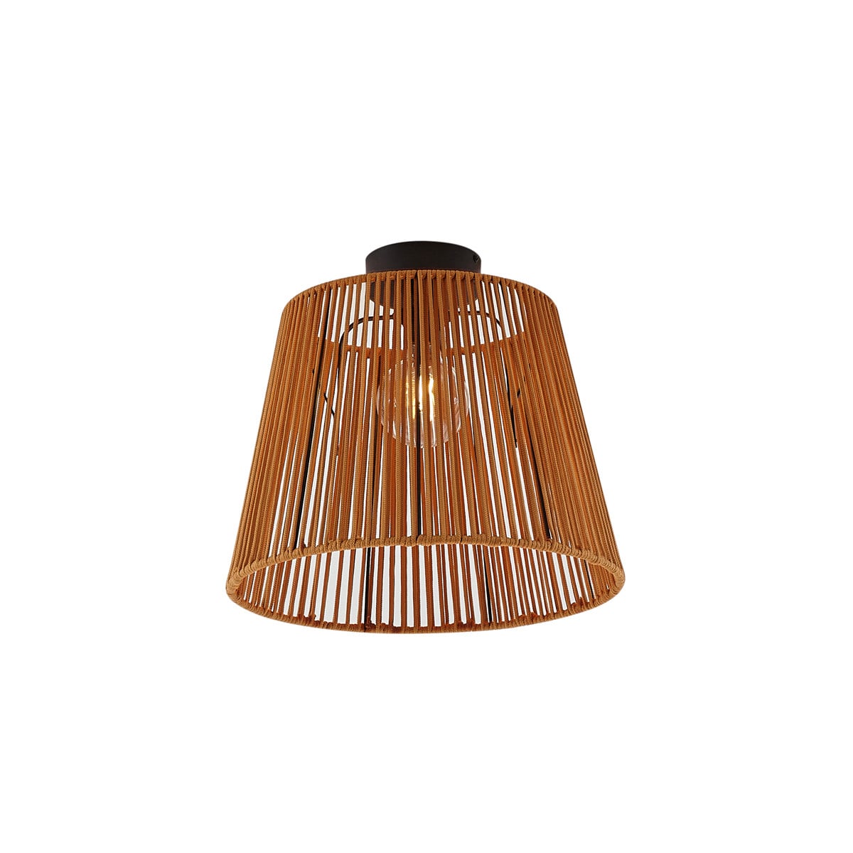 Qazqa Japandi buiten plafondlamp met rattan en oranje accenten - IP54
