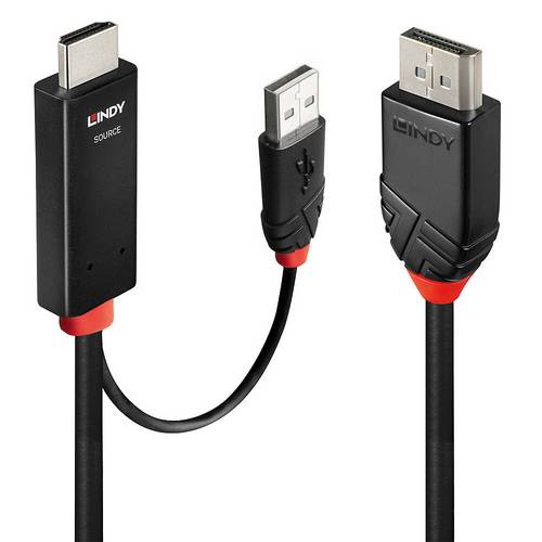 LINDY Monitor Adapter [1x HDMI-Stecker, USB 3.2 Gen 1 Stecker A (USB 3.0) - 1x DisplayPort Stecker] 41500 3m