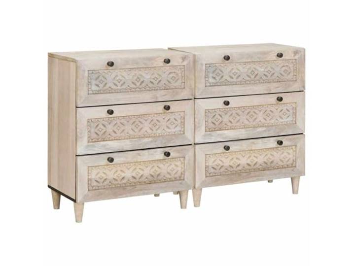 KGHFDVB Sideboard 2er Set 120 x 33,5 x 75 cm Massives Mangoholz Weiß Stauraum mit Schubladen, Lackierte Oberfläche, Für Wohnzimmer und Esszimmer