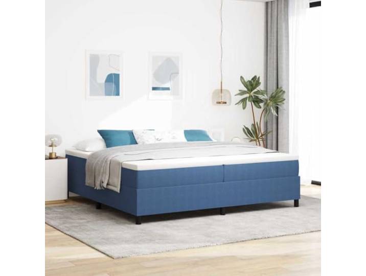 Modernes Boxspringbett aus Holzwerkstoff Elegantes Design 200x200 cm Blau Boxspringbett Blau und Weiß 200x200 cm Cordstoff mit Taschenfederkernmatratze Lattenrost Gepolstert Modern
