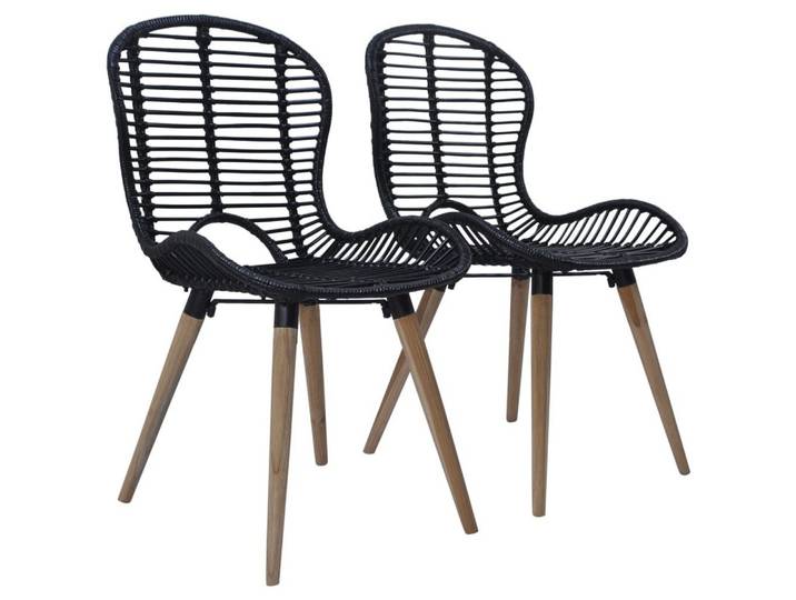 vidaXL Esszimmerstuhl Esszimmerstühle 2 Stk. Schwarz Natur Rattan (2 St)