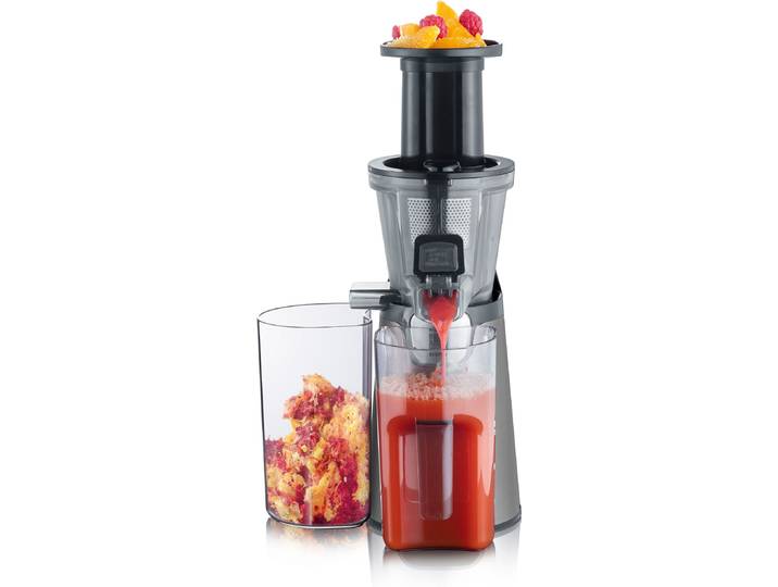 SEVERIN Slow Juicer ES 3571 , schwarz (edelstahlfarben, schwarz), B:26cm H:42cm T:22cm, Entsafter, für Säfte, Sorbets, Marmelade uvm., mit Easy-Clean Konzept, Slow Juicer