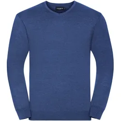 Russell Collection Strickpullover – V-Ausschnitt, denim marl, XS