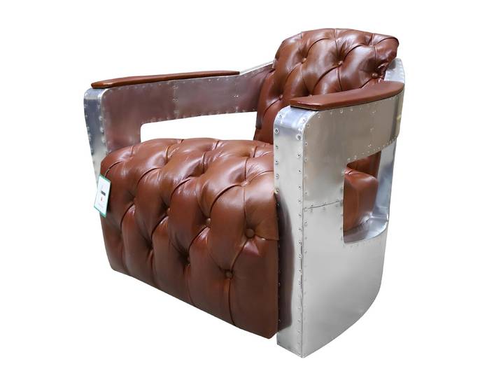 Xlmoebel Sessel Chesterfield Sessel aus echtem Leder im Shabby Vintage Look (Sessel), Hergestellt in Europa