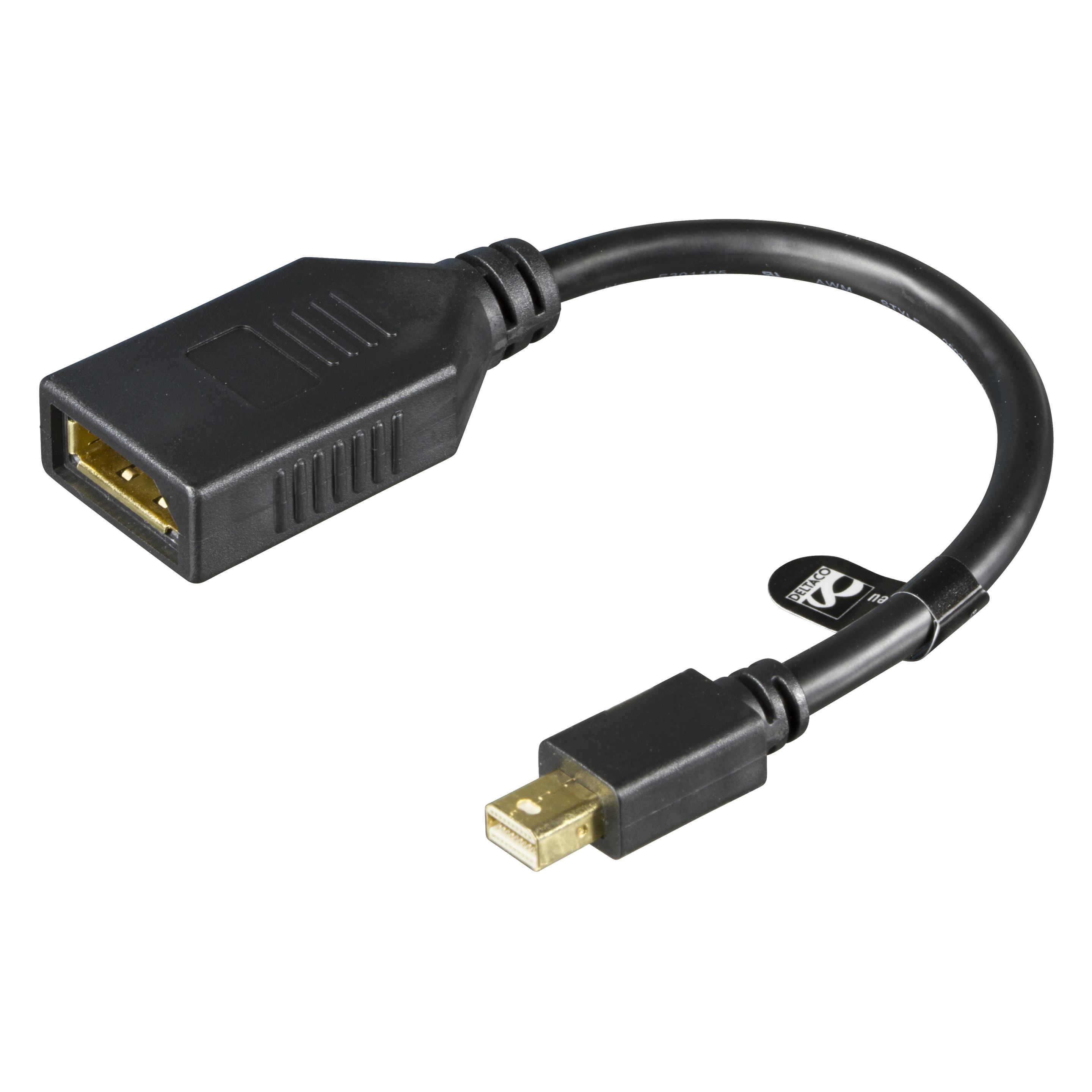 Deltaco MDP-DP1 Videokabel-Adapter 0,2 m DisplayPort Mini DisplayPort Schwarz (0.20 m) (MDP-DP1)