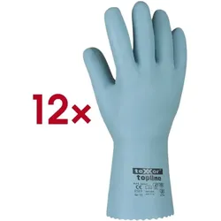 teXXor 12 Paar Chemikalienschutz-Handschuhe »S-BLUE« Größe L blau