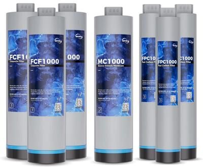 iSpring RO1000 Full Replacement Set 3x FCF10001x MC1000 Membrane 3x FPC1000, Lasts up to 2.5-3 Years, Fits RO1000-BN/RO1000-ORB