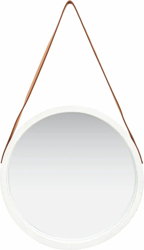 Borough Wharf Hagood Flat Mirror White/Brown 50cm H x 50cm W