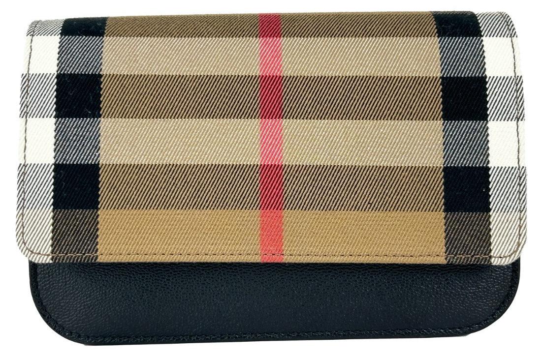 Burberry Madison Check Umhängetasche Tartan Leder schwarz