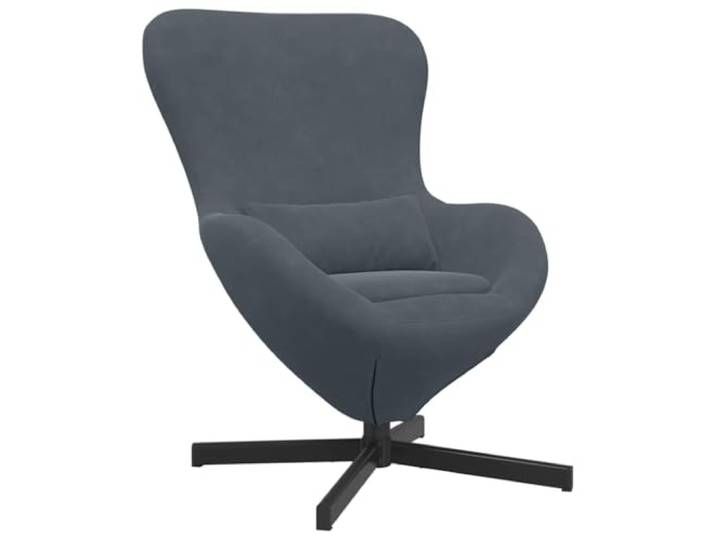 Sessel Ei Dunkelgrau 63 x 73 x 90 cm Samt Drehbar 360 Grad Drehbare stabile Stahlbasis, weicher Samt, modernes Design, für Wohnzimmer und Schlafzimmer